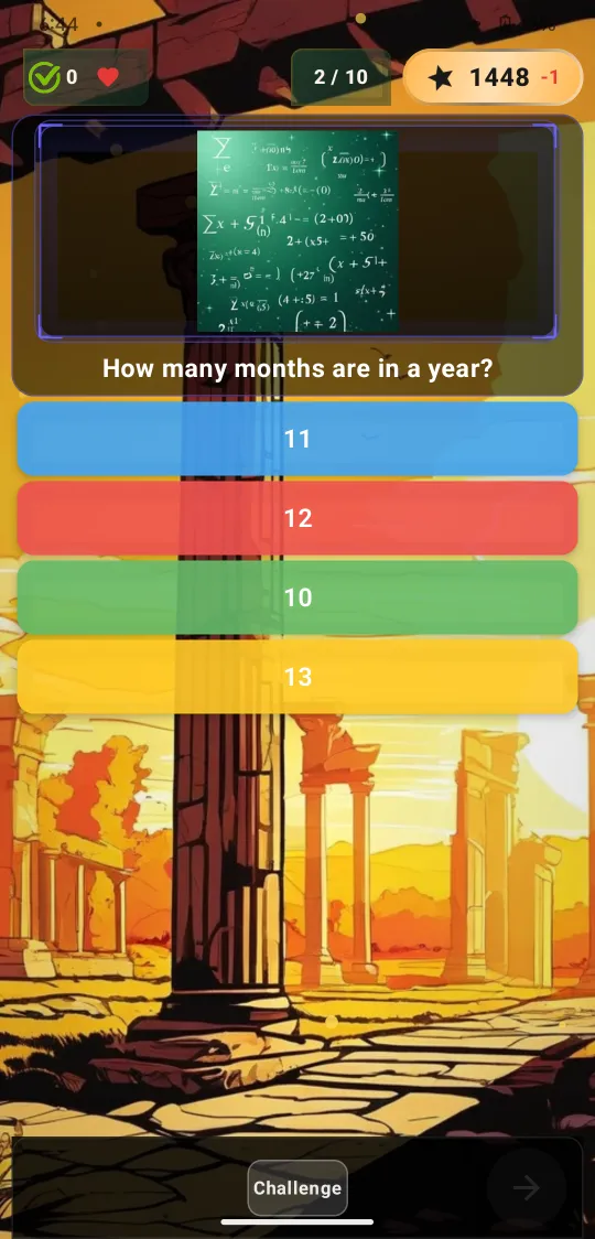 A general knowledge question with four colorful answer buttons