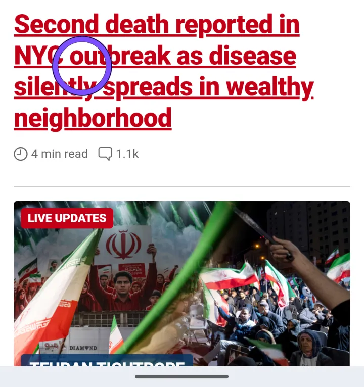 A news page on an Android screen, ready to be magnified